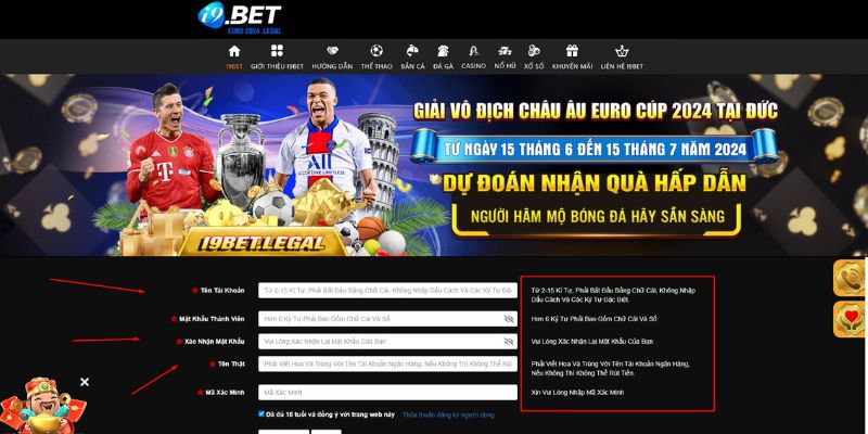 Đăng kí i9bet thông qua website