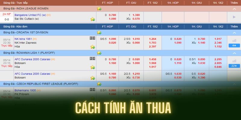 Cách tính ăn thua kèo đồng banh